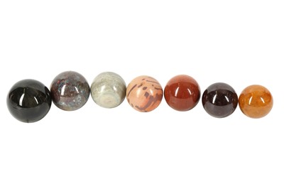 Lot 308 - SEVEN SPECIMEN STONE AND MARBLE SPHERES