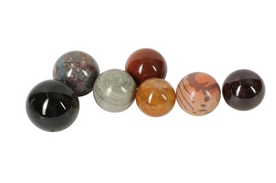 Lot 308 - SEVEN SPECIMEN STONE AND MARBLE SPHERES