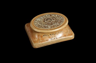 Lot 377 - A RARE SEVRES GLAZED POTTERY PAPERWEIGHT MADE IN 1917 FOR WOUNDED SOLDIERS