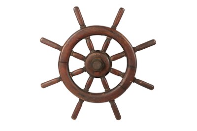 Lot 391A - A 19TH CENTURY WOODEN SHIP'S WHEEL