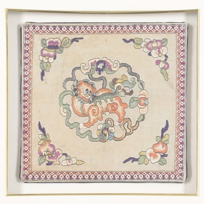 Lot 193 - A CHINESE EMBROIDERY PANEL.