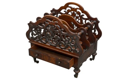 Lot 110 - AN EARLY VICTORIAN WALNUT FOUR DIVISION CANTERBURY