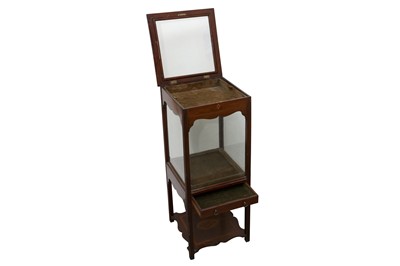 Lot 112 - A GEORGE III AND LATER MAHOGANY WASH STAND CONVERTED TO A BIJOUTERIE CABINET