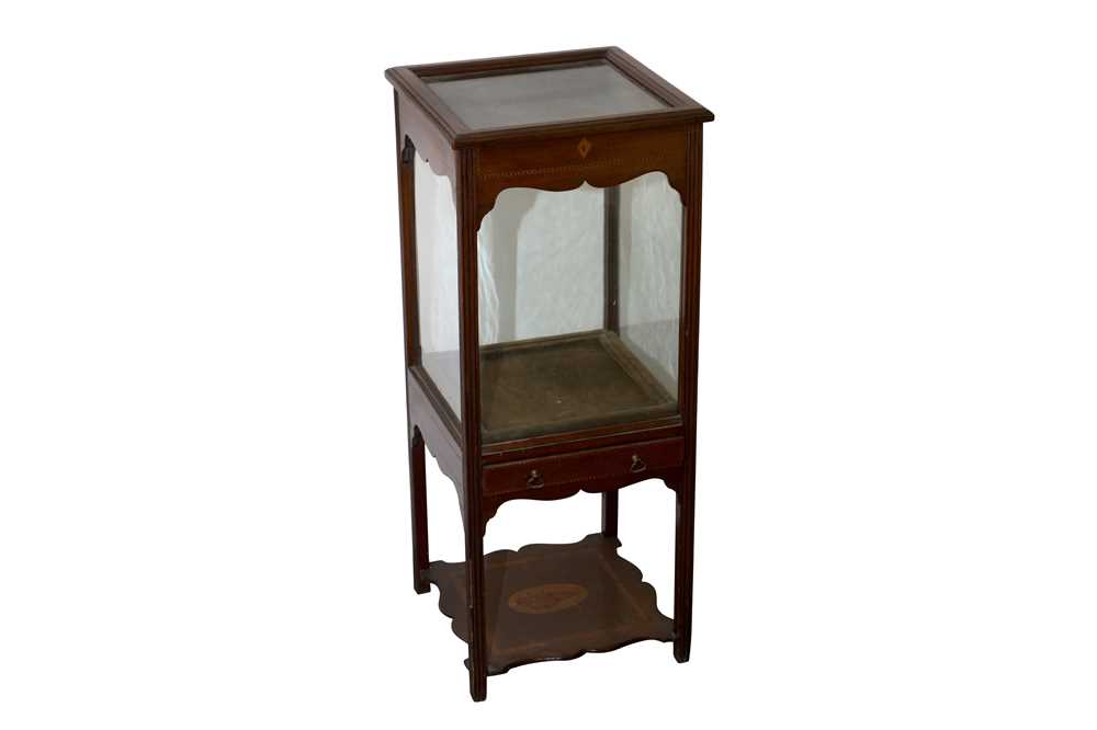 Lot 112 - A GEORGE III AND LATER MAHOGANY WASH STAND CONVERTED TO A BIJOUTERIE CABINET