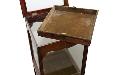 Lot 112 - A GEORGE III AND LATER MAHOGANY WASH STAND CONVERTED TO A BIJOUTERIE CABINET