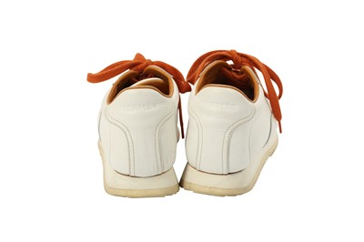 Lot 371 - HERMES WHITE GOAL TRAINERS - SIZE 36