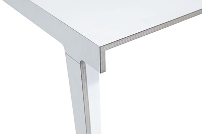 Lot 77 - A WHITE LAMINATED PLYWOOD TABLE, CONTEMPORARY