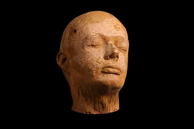 Lot 57 - VIKTOR WYND (BRITISH): A TERRACOTTA SELF PORTRAIT AS A SUICIDE TOGETHER WITH A PHOTOGRAPH