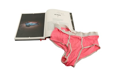 Lot 61 - A PAIR OF VIKTOR WYND'S UNDERPANTS TOGETHER WITH A COPY OF HIS BOOK