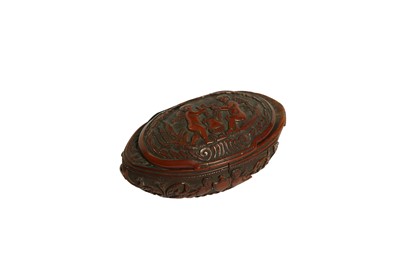 Lot 310 - A RARE 18TH CENTURY COQUILLA NUT SNUFF BOX CARVED WITH A BEAST