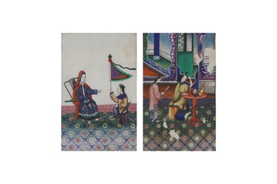 Lot 733 - TWO CHINESE PITH PAPER PAINTINGS.