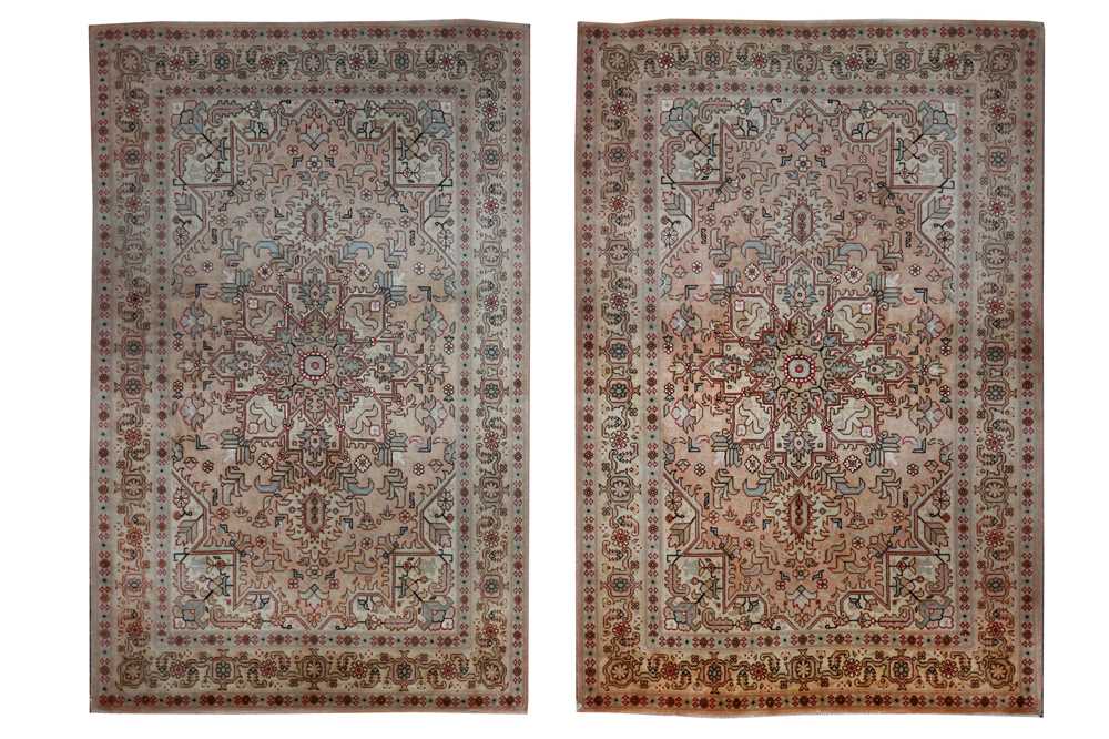 Lot 100 - A FINE PART SILK PAIR OF TABRIZ RUGS, NORTH-WEST PERSIA