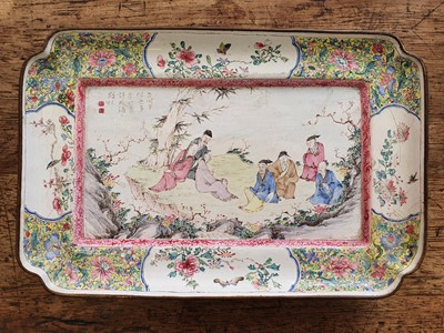 Lot 36 - A CHINESE CANTON ENAMEL ‘SCHOLARS’ TRAY.