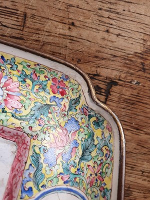 Lot 36 - A CHINESE CANTON ENAMEL ‘SCHOLARS’ TRAY.