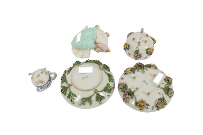 Lot 113 - A MEISSEN FLOWER ENCRUSTED CUP AND SAUCER, LATE 19TH CENTURY