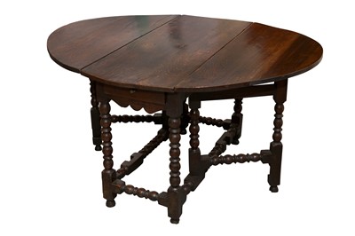 Lot 124 - A OAK DROP LEAF TABLE, 17TH/18TH CENTURY AND LATER