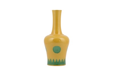 Lot 244 - A CHINESE YELLOW-GROUND MALLET VASE.