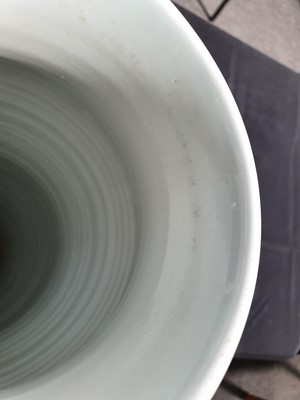 Lot 875 - A CHINESE BLUE AND WHITE TRANSITIONAL-STYLE SLEEVE 'ZHONG KUI' VASE.