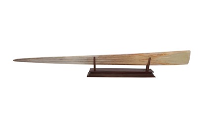 Lot 196 - TAXIDERMY / NATURAL HISTORY: CARVED SWORDFISH (XIPHIAS GLADIUS) BILL ON WOODEN DISPLAY STAND, MODERN