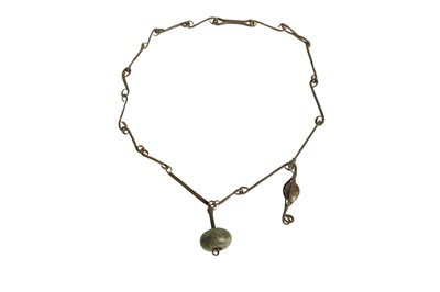 Lot 359 - A DOGON IRON AND RIVERSTONE TRIBAL NECKLACE, MALI