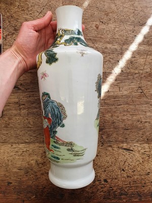 Lot 49 - A CHINESE FAMILLE ROSE FIGURATIVE VASE.