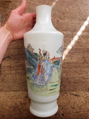 Lot 49 - A CHINESE FAMILLE ROSE FIGURATIVE VASE.