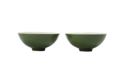 Lot 112 - A PAIR OF CHINESE GREEN-GLAZED CUPS