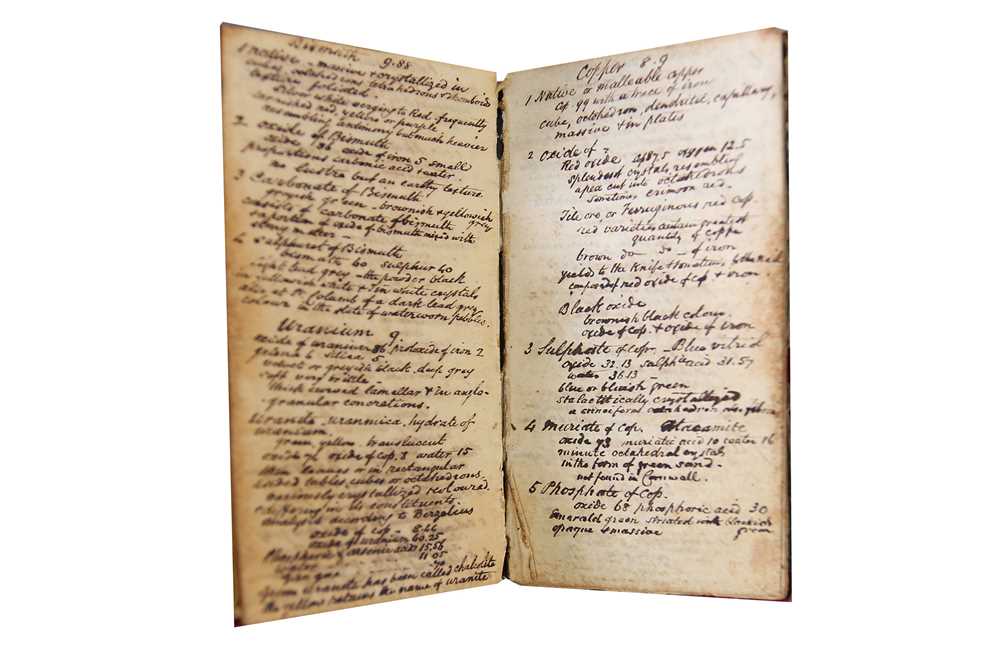 Lot 1580 - Geology. Manuscript Notebook of Minerals, [1850].