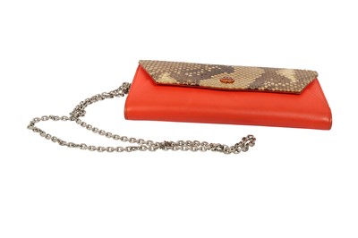 Lot 157 - Christian Dior Orange Flap Wallet On Chain
