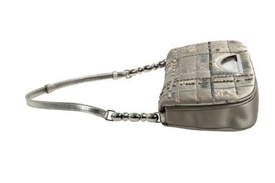 Lot 453 - Christian Dior Silver Satin Embellished Malice Bag