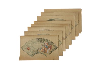 Lot 711 - A SET OF EIGHT CHINESE 'IMMORTALS' FAN PAINTINGS.