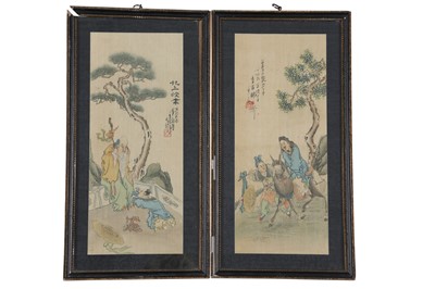 Lot 206 - A PAIR OF CHINESE 'IMMORTALS' PAINTINGS.