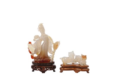Lot 803 - TWO CHINESE AGATE CARVINGS.