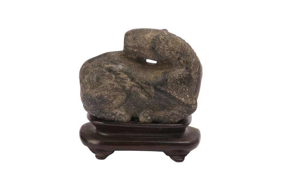 Lot 857 - A CHINESE GREY JADE CARVING OF A HORSE.