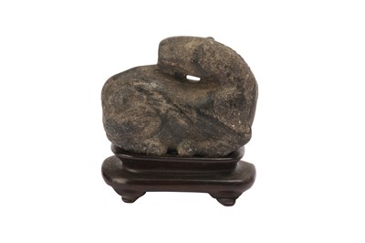 Lot 857 - A CHINESE GREY JADE CARVING OF A HORSE.