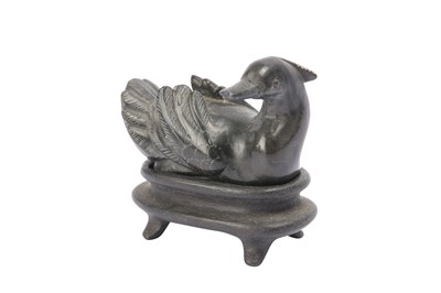 Lot 858 - A CHINESE SOAPSTONE CARVING OF A GOOSE.