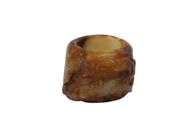 Lot 864 - A CHINESE YELLOW JADE ARCHER'S RING.