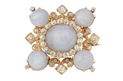 Lot 187 - A star sapphire and diamond brooch / pendant, circa 1900