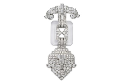 Lot 189 - Cartier | An Art Deco rock crystal and diamond lapel brooch, circa 1925