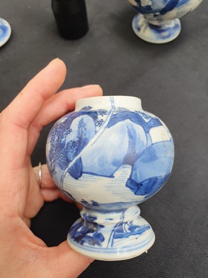 Lot 94 - TWO CHINESE BLUE AND WHITE ‘LANDSCAPES’ MUSTARD POTS.