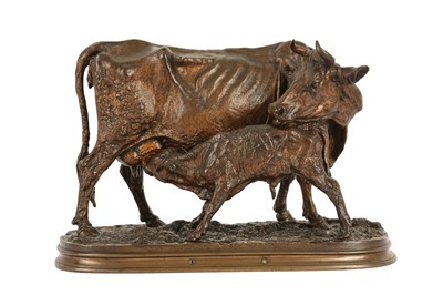 Lot 147 - PIERRE JULES MÊNE (FRENCH, 1810-1879): A BRONZE MODEL OF A COW AND CALF