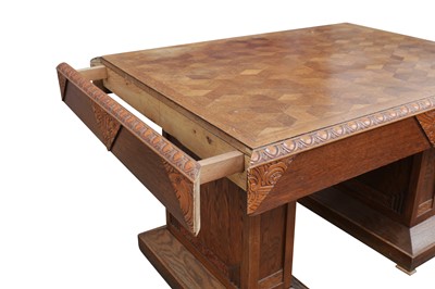 Lot 78 - A BELGIAN OAK DINING TABLE FROM THE MINISTRY OF FINANCE, ST-GILLIS-WAAS