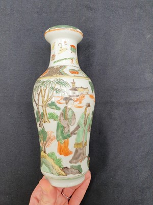 Lot 563 - A PAIR OF CHINESE FAMILLE VERTE BALUSTER VASES.