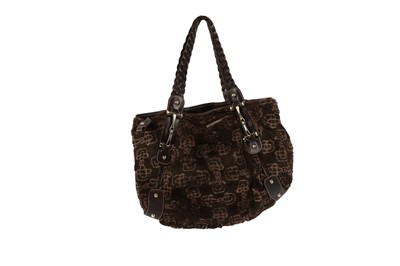 Lot 394 - GUCCI BROWN RABBIT FUR PELHAM BAG