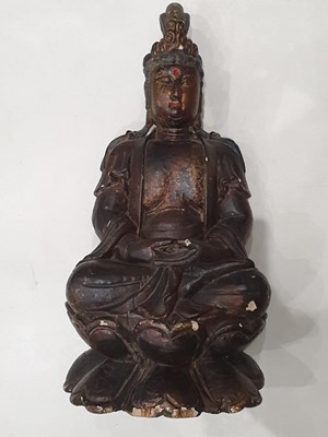 Lot 60 - A GILT-LACQUERED WOOD FIGURE OF A BODHISATTVA.