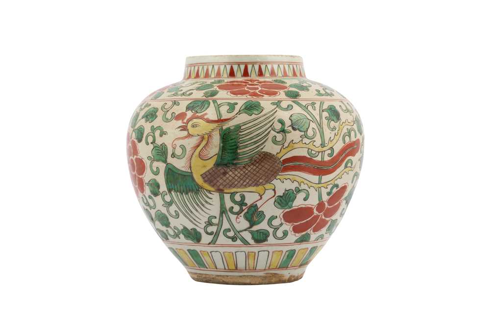 Lot 545 - A CHINESE WUCAI 'PHOENIX' JAR.