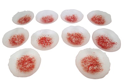 Lot 557 - LUESMA & VEGA, SPAIN, A SET OF NINE CLEAR FROSTED GLASS BOWLS, 21ST CENTURY