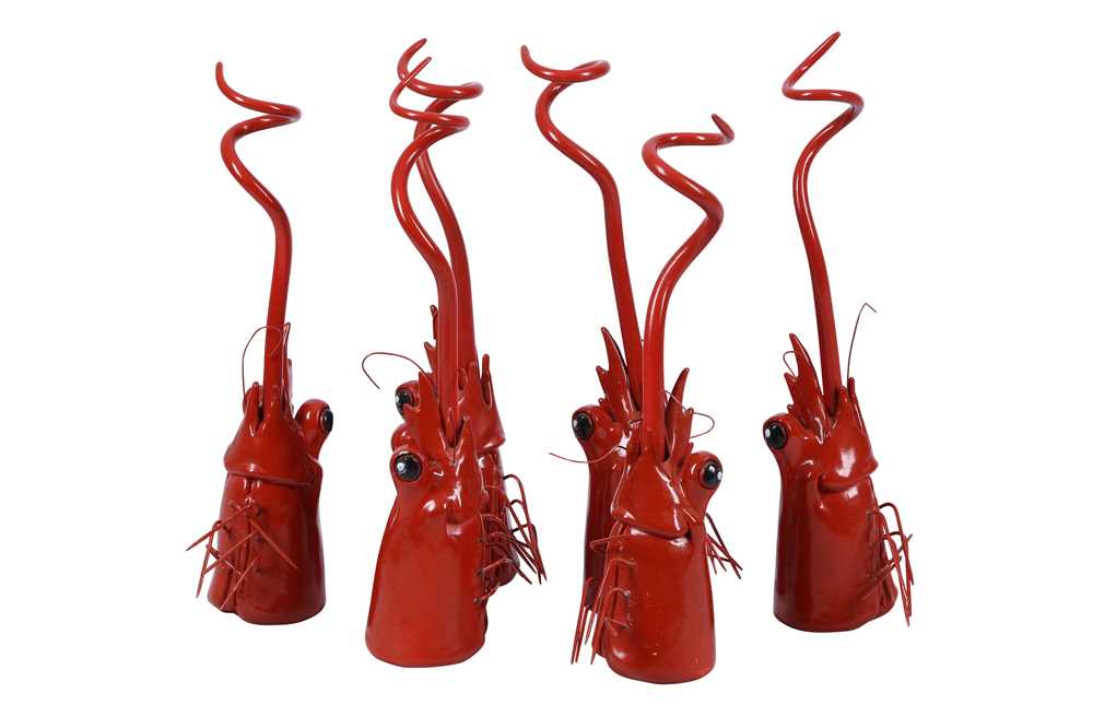 Lot 567 - EL TALLER DE PINERO, SPAIN, A SET OF SIX LOBSTER HEAD ICE CREAM CONE HOLDERS,21ST CENTURY