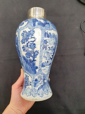 Lot 111 - A CHINESE BLUE AND WHITE BALUSTER VASE.