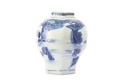 Lot 38 - A CHINESE BLUE AND WHITE FIGURATIVE VASE.